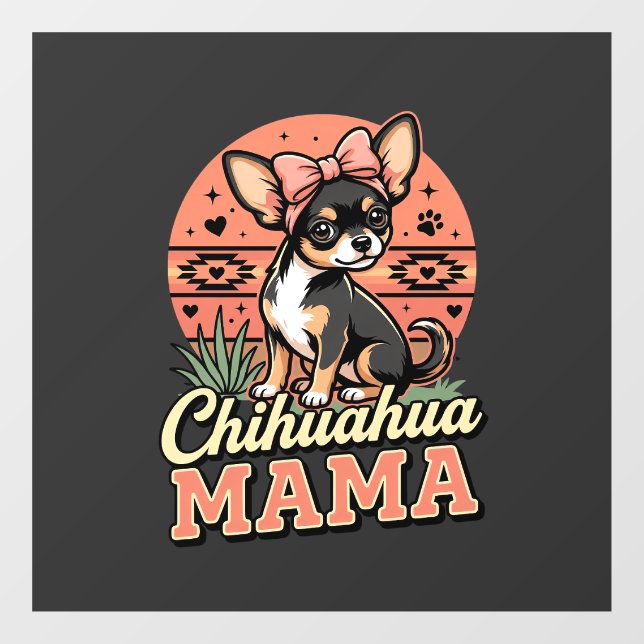 Cute Chihuahua Mama Bow Dog Mum Window Cling (Sheet)