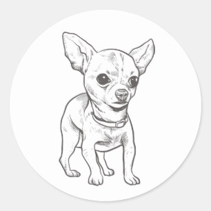 Cute Chihuahua Mum Puppy Dog Dad Puppies Cartoon Classic Round Sticker