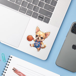 Cute Chihuahua Playing Basketball Dog Kiss Cut