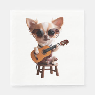 cute chihuahua playing classical guitar cartoon fu napkin
