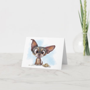 Cute Chihuahua Puppy Cartoon Thank You Card