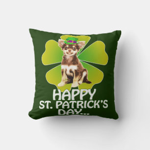 Cute Chihuahua  Puppy Hat St. Patrick Day Cushion
