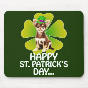 Cute Chihuahua Puppy Hat St. Patrick Day Mouse Mat