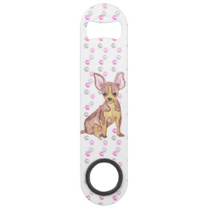 Cute Chihuahua Puppy in Watercolor and Paw Prints