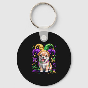 Cute Chihuahua Puppy Mardi Gras Dog Lovers Fun Car Key Ring