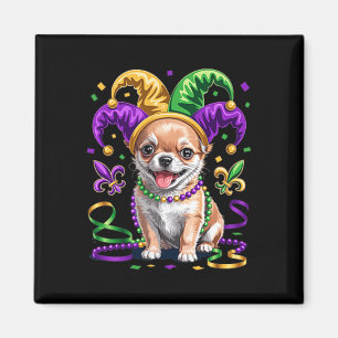 Cute Chihuahua Puppy Mardi Gras Dog Lovers Fun Car Magnet