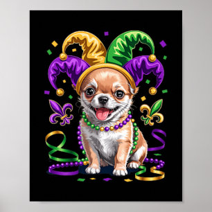 Cute Chihuahua Puppy Mardi Gras Dog Lovers Fun Car Poster