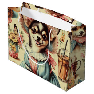 Cute Chihuahua Puppy Painting Large Gift Bag