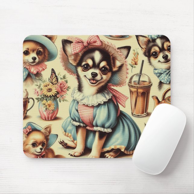 Cute Chihuahua Puppy Painting Mouse Mat (With Mouse)