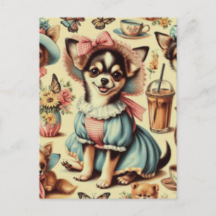 Cute Chihuahua Puppy Painting Postcard