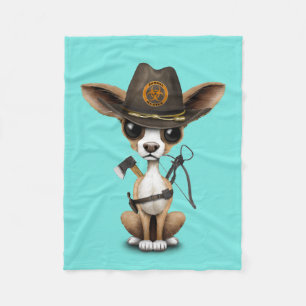 Cute Chihuahua Puppy Zombie Hunter Fleece Blanket