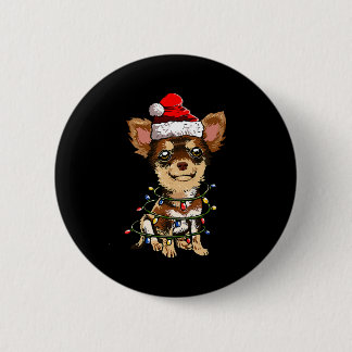 Cute Chihuahua Santa Christmas Tree Lights Xmas Do 6 Cm Round Badge