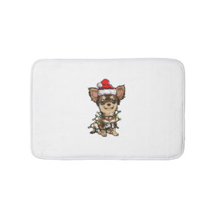Cute Chihuahua Santa Christmas Tree Lights Xmas Do Bath Mat