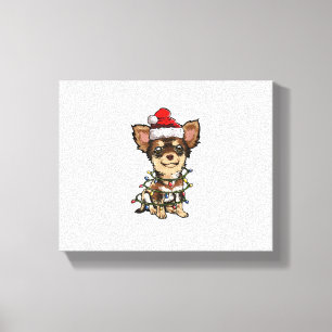 Cute Chihuahua Santa Christmas Tree Lights Xmas Do Canvas Print