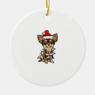 Cute Chihuahua Santa Christmas Tree Lights Xmas Do Ceramic Tree Decoration