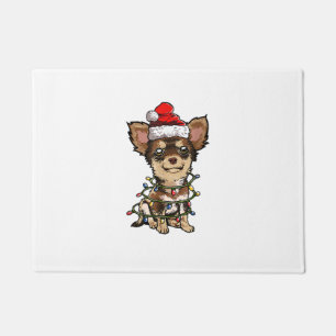 Cute Chihuahua Santa Christmas Tree Lights Xmas Do Doormat