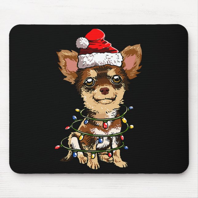 Cute Chihuahua Santa Christmas Tree Lights Xmas Do Mouse Mat (Front)