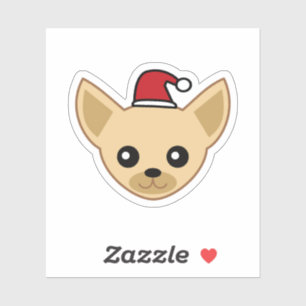 Cute Chihuahua Santa Hat Vinyl Sticker