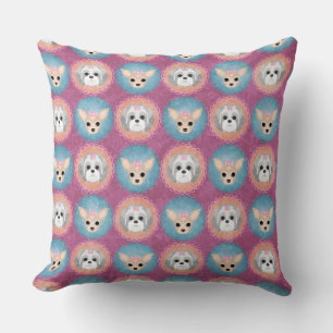 CUTE CHIHUAHUA & SHIH TZU DOG FACES CUSHION