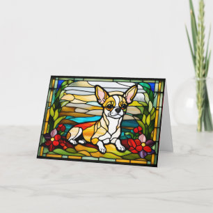 Cute Chihuahua Stained Glass Card