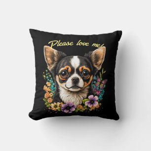 Cute Chihuahua Throw Pillow & Customisable Text