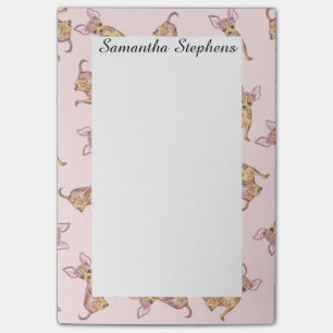 Cute Chihuahua Watercolor Painted Pink Brown Post-it Notes