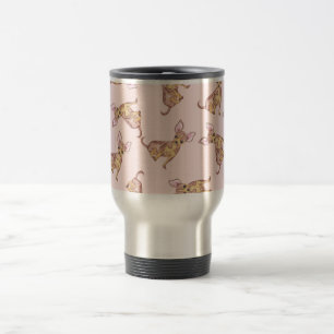 Cute Chihuahua Watercolor Painted Pink Brown Travel Mug