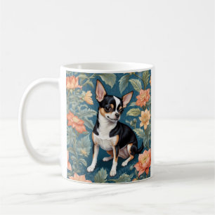 Cute Chihuahua William Morris Inspired Floral Coffee Mug