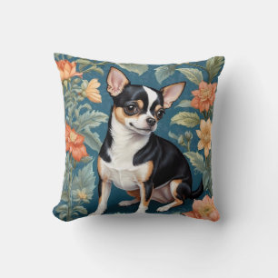 Cute Chihuahua William Morris Inspired Floral Cushion