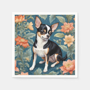 Cute Chihuahua William Morris Inspired Floral Napkin
