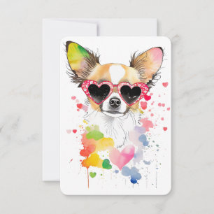 Cute Chihuahua with Heart Sunglasses Thank You Card