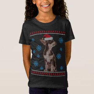 Cute Chihuahua With Santa Hat Merry Christmas T-Shirt