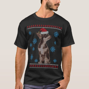 Cute Chihuahua With Santa Hat Merry Christmas T-Shirt