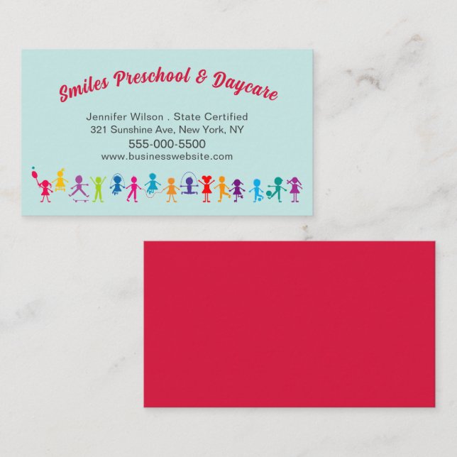 Cute Child Daycare Childcare Centre Service Business Card (Front/Back)