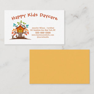 Cute Child Daycare Childcare Treehouse Business Card