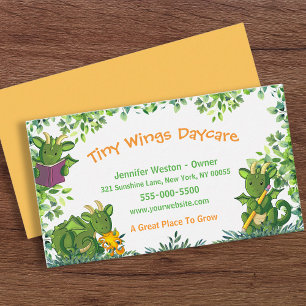 Cute Child Daycare Service Dragon  Business Card