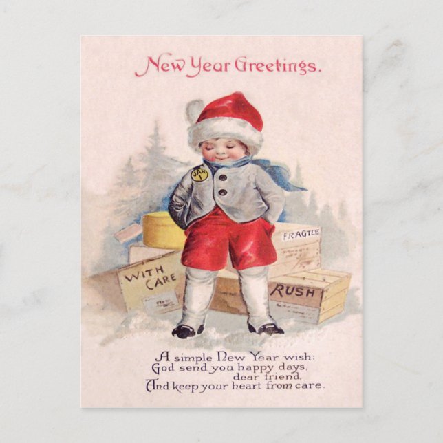 Cute Child Snow Packages Mail Postcard (Front)