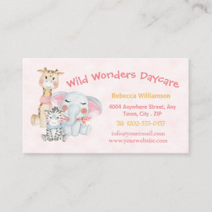 Cute Childcare Daycare Safari Animals Business Card