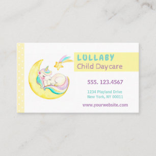 Cute Childcare Daycare Service Unicorn Business Card
