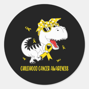 Cute Childhood Cancer Awareness Dinosaur Boys Kids Classic Round Sticker