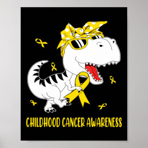 Cute Childhood Cancer Awareness Dinosaur Boys Kids Poster