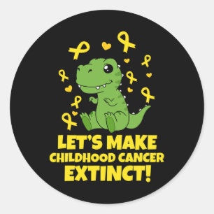 Cute Childhood Cancer Awareness Dinosaur Classic Round Sticker