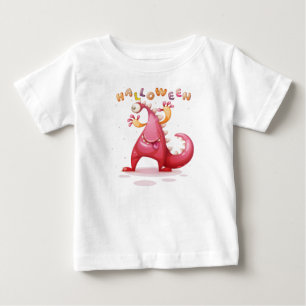 Cute Childish Dino Halloween Monster Toddler Baby T-Shirt