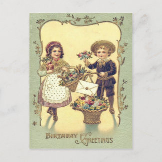 Cute Children Baskets of Flowers Card