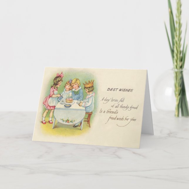 Cute Children Birthday Party Cake Card (Front)