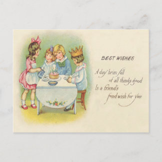 Cute Children Birthday Party Cake Invitation Postcard