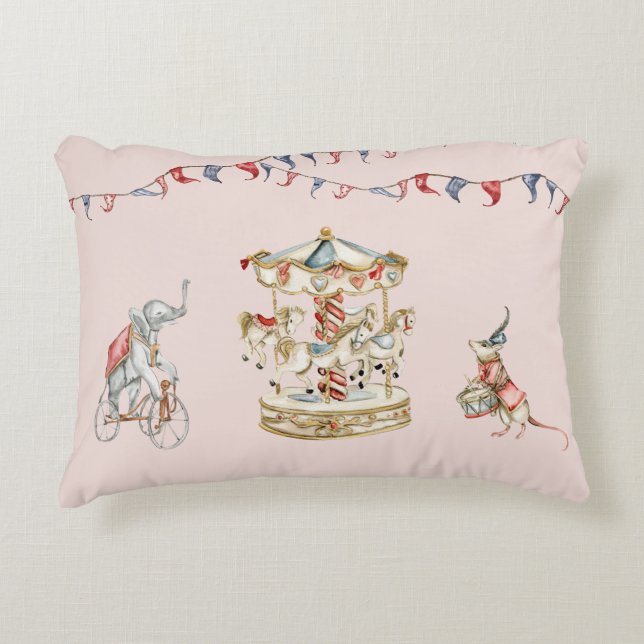 Cute Children Circus Carnival Animals Pattern Decorative Cushion (Front)