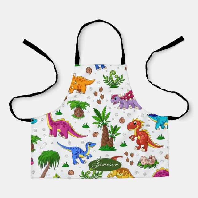 Cute Children Colourful Chef Baking Dinosaur Apron (Front)