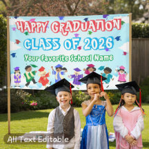 Cute Children Dancing Colourful Congrats Graduatio