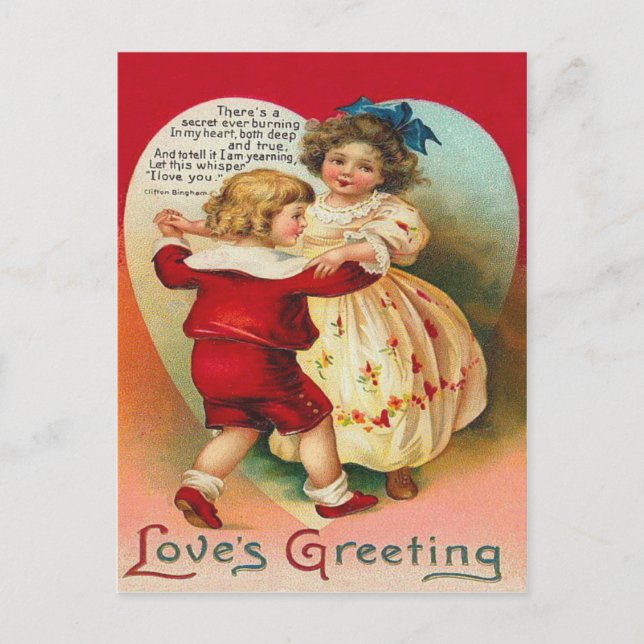 Cute Children Dancing Heart Poem Postcard (Front)